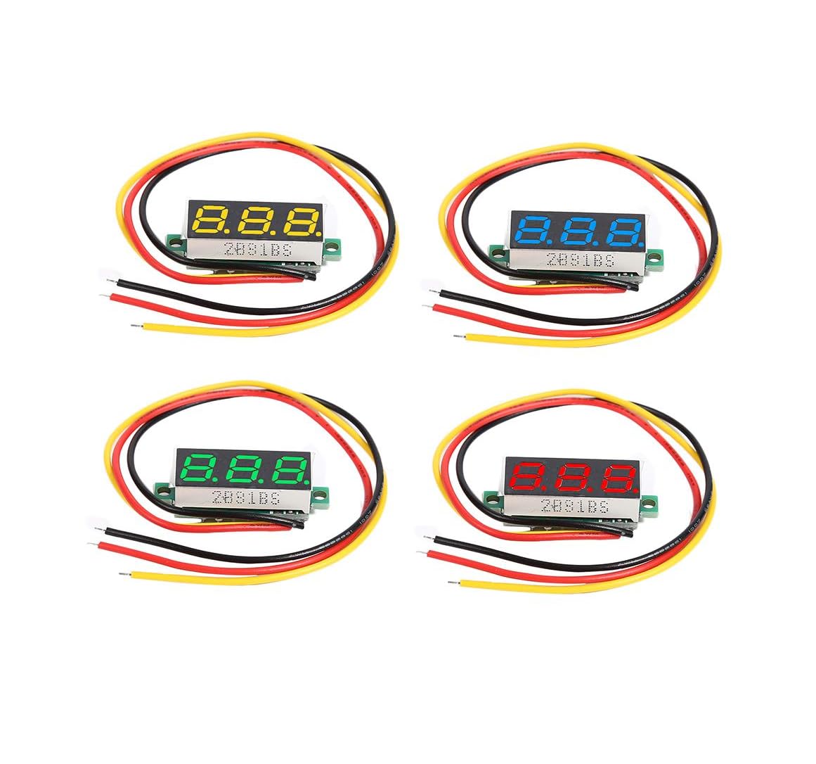 CentIoT - Mini Digital Voltmeter 0.28inch LED Display - 0-100V DC Three Wire (Yellow)