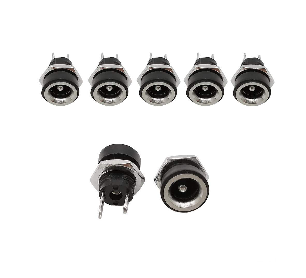 CentIoT - 5PCS DC Power Supply Jack Socket Female Connector - Round Panel Chasis Mount 12V 3A (2.5 x 5.5mm)