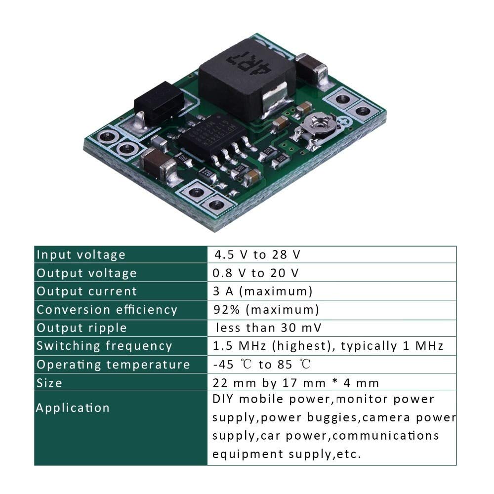 CentIoT - MP1584 MP1584EN 3A Ultra-Small Size DC-DC Step Down Power Supply Module 3A Adjustable Buck Converter
