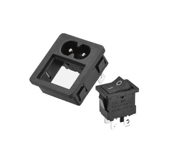 CentIoT - IEC320 C8 Power Cord Inlet Socket Receptacle - ON-Off 4PIN DPST Rocker Switch