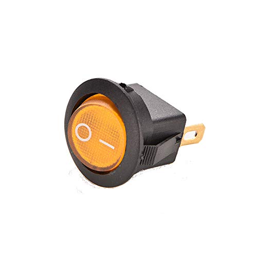 CentIoT® - 12V Illuminated LED SPST ON/OFF Push Button Round Rocker Switch - 3 pin 4.8mm terminals - for Car/Boat/Auto/Van LED Lamp Dash Light