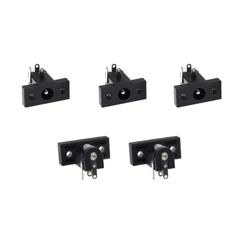 CentIoT - DC Male Jack Socket Connector - Rectangular Panel Chassis Mount 3-pin 12V 3A (5PCS, Screw Fit)