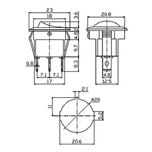 CentIoT® - 12V Illuminated LED SPST ON/OFF Push Button Round Rocker Switch - 3 pin 4.8mm terminals - for Car/Boat/Auto/Van LED Lamp Dash Light