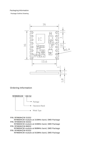 CentIoT - RFM69 LoRa Ultra-long Range Transceiver Module - GFSK GMSK LoRa OOK - 868MHz SPI - for IoT Automated Meter Reading