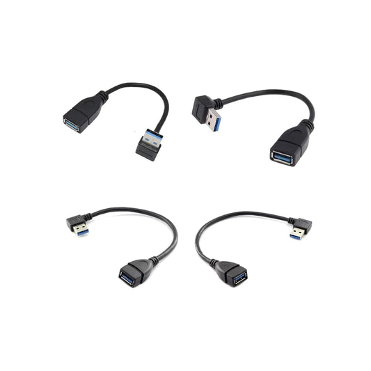 CentIoT - USB to USB Coupler Adapter Converter Cable - USB 3.0 Right Angled 90 Degree Type A Female to Type A Male Connector (15CM Cable, 4 Types Combo)