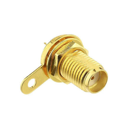 CentIoT - RF Coax Gold Plated with Flange nut Bulkhead Connector Plug (50ohm, SMA Female Jack, Panel Mount)