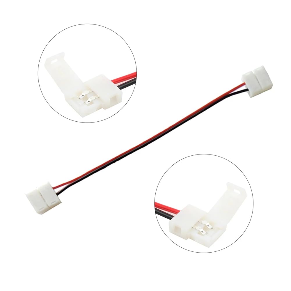 CentIoT - 5Pcs - 10mm 2pin led connector for single color led strip 5050 two connectors adapter easy connect no need soldering