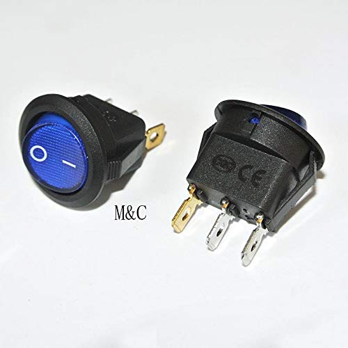 CentIoT® - 12V Illuminated LED SPST ON/OFF Push Button Round Rocker Switch - 3 pin 4.8mm terminals - for Car/Boat/Auto/Van LED Lamp Dash Light