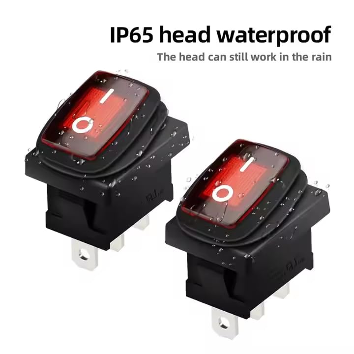 CentIoT - Waterproof Rocker Switch - IP65 KCD1 21 X 15MM 250V 6A 3PIN ON-OFF-ON SPDT 3 Positions