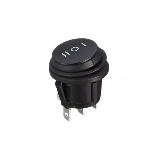 CentIoT - Waterproof Round Rocker Switch - IP65 KCD1 250V 6A 3PIN ON-OFF-ON 3 positions SPDT (Black)