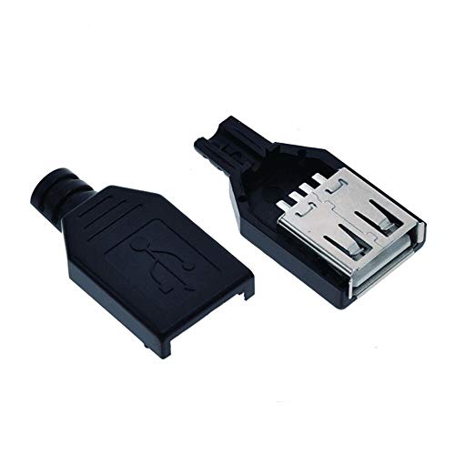 CentIoT® - USB 2.0 Type A B Male Female - 4 Pin 5 Pin Plug Socket Connector - with Black Plastic Cover - DIY Kit