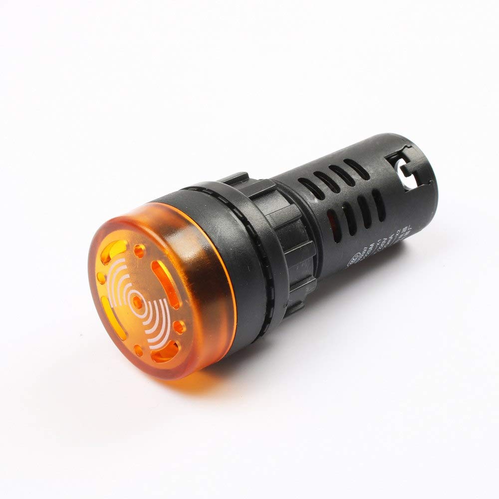 CentIoT® - AD16-22SM - LED Active Buzzer Beep Alarm - Flash Signal Indicator Light - AC 22mm (220V, Yellow)