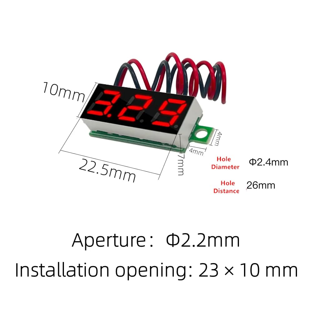 CentIoT - Mini Digital Voltmeter 0.28inch LED Display - 2.5-30V DC Two Wire