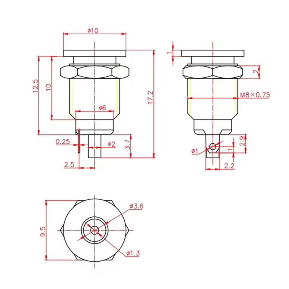 CentIoT - DC Power Jack Male Socket - Panel Mount Full Metal