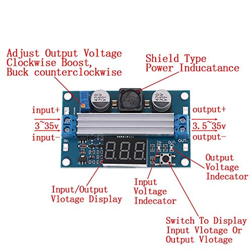 CentIoT - LTC1871 100W DC DC Step Up Booster Converter Module Power Supply Voltage Regulator 3-35V to 3.5-35V with Voltmeter