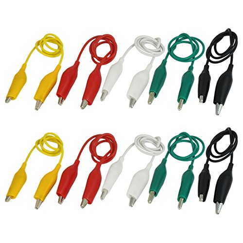 CentIoT - 10 Pieces 50cm Long Double Ended Crocodile Clips Cable Alligator Clips Wire Testing