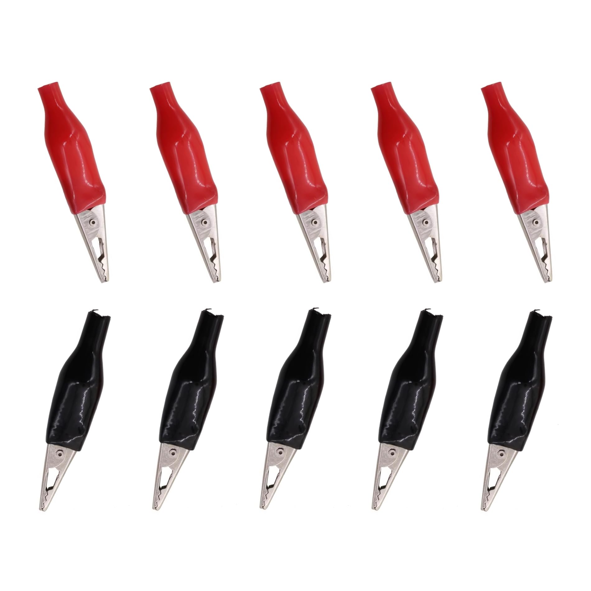 CentIoT - 55 MM Alligator Clip Medium size Crocodile clips test leads - 10PCS 5 Red + 5 Black (Soft handle)