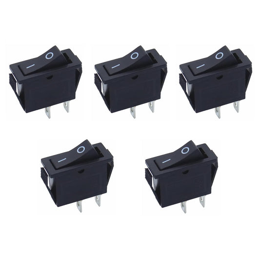 CentIoT - Rocker Switch - KCD3 snap fit 250V 16A (SPST ON-OFF 2 Position, 2PIN, Black Button, Pack of 5)