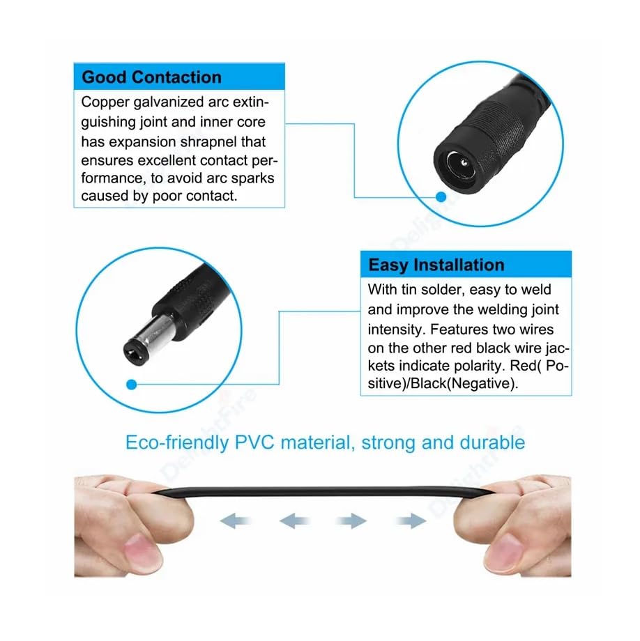 CentIoT - DC Male Jack 1 to 2 way Female Plug - V Splitter Power Cable