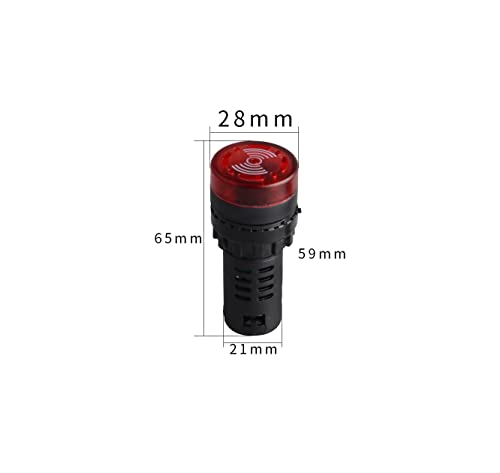 CentIoT - AD16-22SM - LED Active Buzzer Beep Alarm - Flash Signal Indicator Light - AC 22mm (220V, Red)