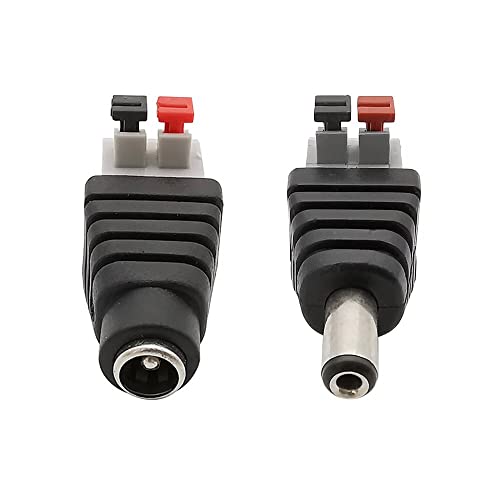 CentIoT - 1pcs DC Male +1 pcs DC Female Connector 2.1 * 5.5mm DC Power Jack Adapter Plug Connector for 3528/5050/5730 Single Color led Strip