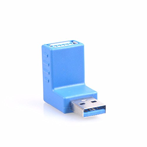 USB to USB Coupler Adapter Converter - USB 3.0 Right Angled 90 Degree Type A Male To Type A Female Connector (UP)