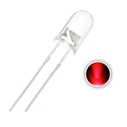 CentIoT - 5mm Transparent Round Ultra Bright RED LED (Light Emitting Diode) - 100PCS (Red Color)