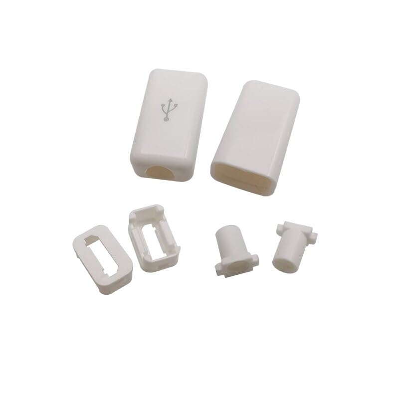 CentIoT - 10pcs White Type B Micro USB MALE USB 2.0 - 5 Pin Plug Connector - With Plastic Cover - DIY Kit (6mm White)