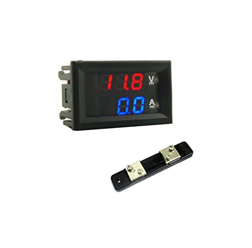 CentIoT - 50A 0-100V 0.28 inch Dual LED Voltmeter Ammeter Blue Red (Meter + 50A Shunt)