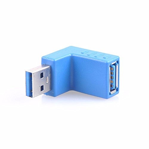 USB to USB Coupler Adapter Converter - USB 3.0 Right Angled 90 Degree Type A Male To Type A Female Connector (UP)