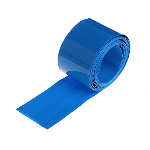 CentIoT - Length 2M - Flat Width 29.5mm - Diameter 18.5MM - PVC Heat Shrink Wrap Casing Tubing Insulation BLUE