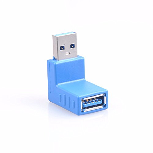 USB to USB Coupler Adapter Converter - USB 3.0 Right Angled 90 Degree Type A Male To Type A Female Connector (UP)