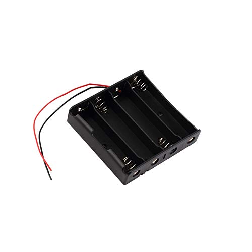 CentIoT - 4S x 18650 Four Cell in Series Lithium Battery Holder - for 16.8V li-ion Plastic case with Lead Wire Hard pin Spring Retention - 1PCS Black