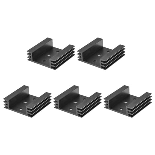 CentIoT - TO-3 45X45X14MM Aluminium Heatsink - suitable for IGBT Transistors MOSFET Triod IC - Anodised Black 5Pcs