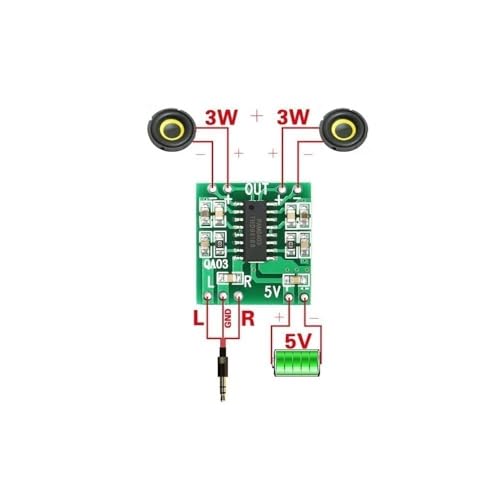 CentIoT - PAM8403 2 x 3W - 2 Channels 3W dual channel stereo mini Class D Digital Audio Power Amplifier Board USB DC 5V