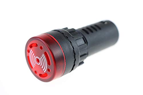 CentIoT - AD16-22SM - LED Active Buzzer Beep Alarm - Flash Signal Indicator Light - AC DC 22mm (12V, Red)