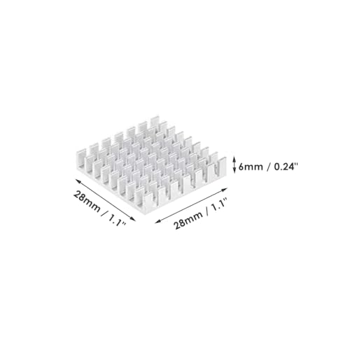 CentIoT - 28X28X6MM Aluminium Heatsink - Slotted Fins Anodised Silver (Pack of 5)