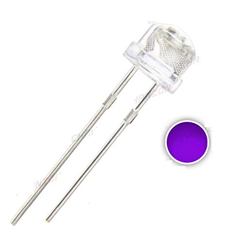 CentIoT UV Purple Straw Hat Wide Angle Ultraviolet 395nm - 400nm Transparent 5 mm Light Emitting Diode LED Lamp - 100 Pieces