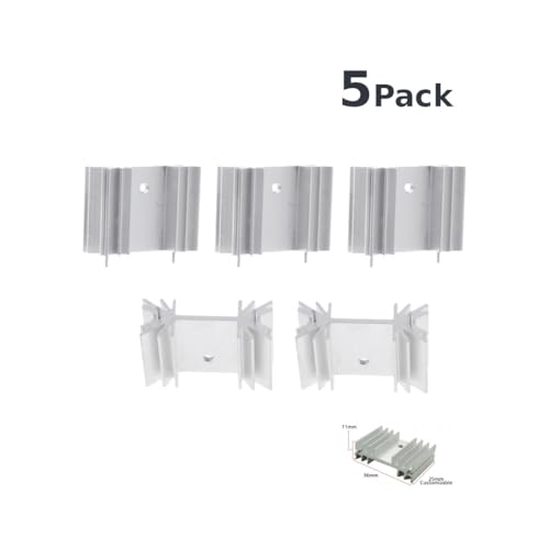 CentIoT - 5PCS TO-247 36X11X25MM Aluminium Heatsink with Cooling Fin - suitable for IGBT Transistors MOSFET Triod IC - Silver Anodised with Cooling Fin