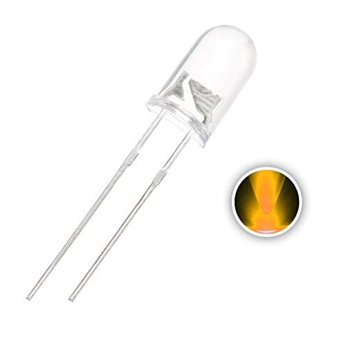 CentIoT - 5mm Transparent Round Ultra Bright Yellow LED (Light Emitting Diode) - 100PCS (Yellow Color)