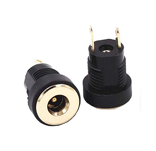 CentIoT - DC Power Supply Jack Socket Male Connector - Round Panel Chasis Mount 12V 3A (5PCS 1.3 x 3.5mm Gold Socket)