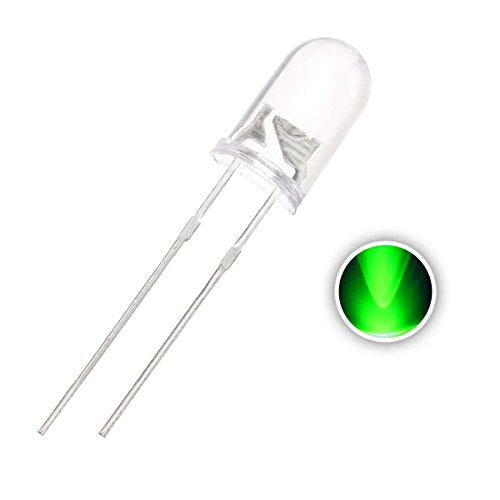 CentIoT - 5mm Transparent Round Ultra Bright through hole LED Light Emitting Diode - 100PCS (Green 22K Lumens)