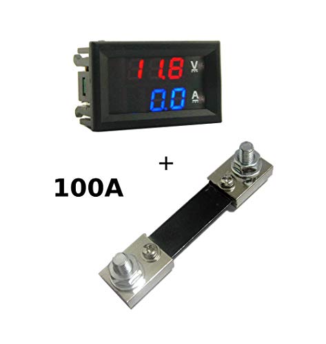 CentIoT - 100A 0-100V 0.28 inch Dual LED Voltmeter Ammeter Blue Red (Meter + 100A Shunt)