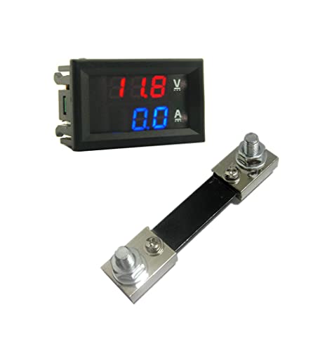 CentIoT - 100A 0-100V 0.28 inch Dual LED Voltmeter Ammeter Blue Red (Meter + 100A Shunt)