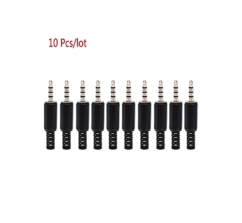 CentIoT - 3.5mm Male Audio Jack Solder Plug Connector - for DIY Headset Earphone Cable Extension - Pack of 10