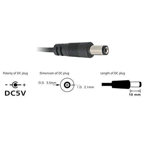 CentIoT - USB A Male -to- DC 5.5 x 2.1 mm Power Plug Connector Adapter Converter - with Cord - for security cameras and wifi router ups