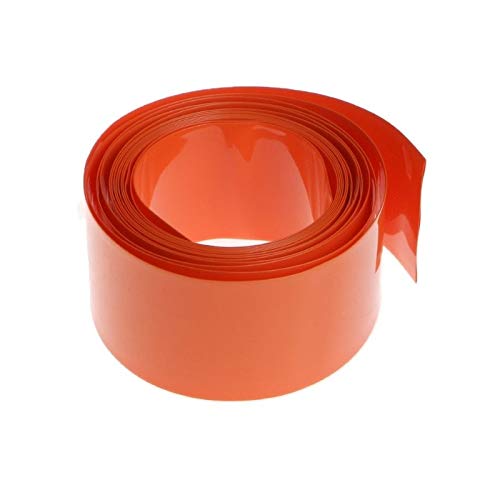 CentIoT - Length 2M Flat Width 29.5mm Diameter 18.5MM PVC Heat Shrink Wrap Casing Tubing Insulation ORANGE