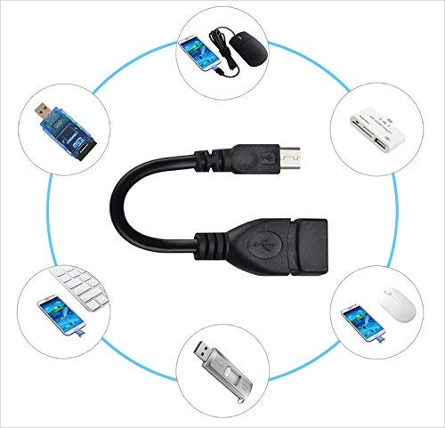 CentIoT - USB 2.0 A Female to Type B Male 5 Pin Adapter Cable Black 14cm OTG Host Adapter Cable Extension (Type B Micro -to- Type A Female)