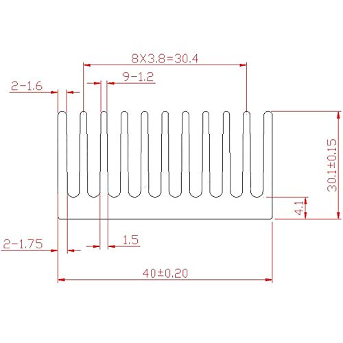 CentIoT® 40 x 40 x 10mm Aluminum Heatsink Cooler Radiator Heat Sink - with 3M Sticker - for peltier, led Light CPU and GPU