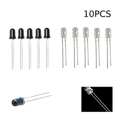 CentIoT - 10PCs 5 Pairs 5mm Universal LED IR Infrared Emitter Emission and Receiver Diode 940NM 5MM diodes IR lamp